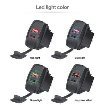 12V 24V PD+QC3.0 Dual USB Car Fast Charger Socket Power Outlet LED Waterproof