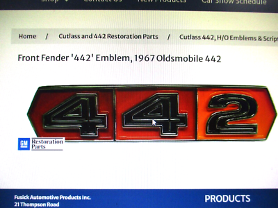 NEW 442 Rear Trunk Emblem / Tri-Color Badge For 1966-1967 Oldsmobile Cutlass   Chrome Finish, Front