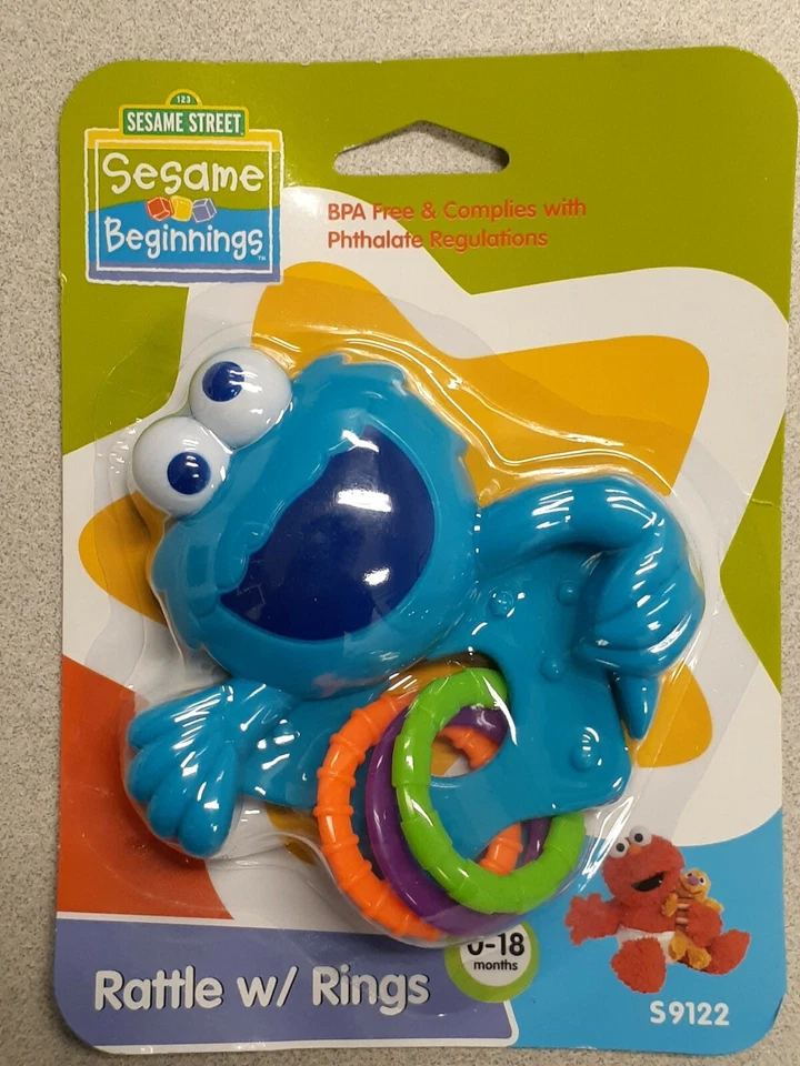 ¡Anillos y sonajeros para dentición Elmo & Cookie Monster con anillos de juego! ¡Nuevo! Foto 4 de 4