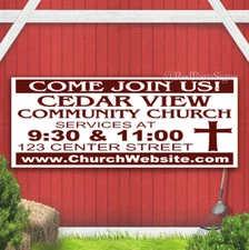 Church Sign CUSTOM Indoor Outdoor Banner Sign with grommets