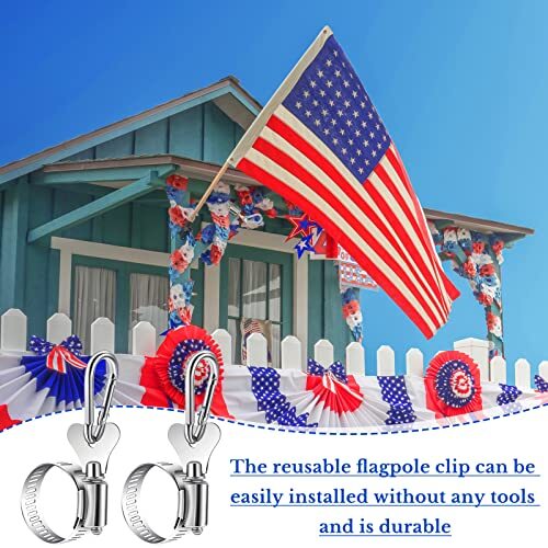 20 Pieces Bulk Boat Flag Pole Clips Flag Pole Kit Flag Pole Rings and