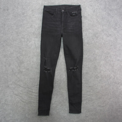 American Eagle Jeans Women's 6 Black Dark Wash Super Hi-Rise Jegging Jeans