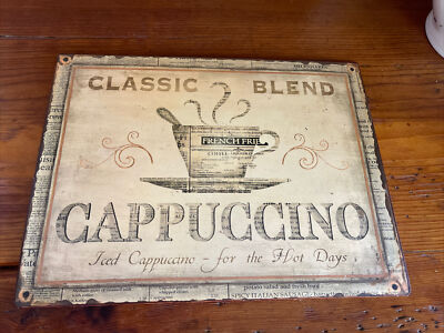 Metal Sign Cappuccino Classic Blend Wall Beige Sign Café Restaurant Decor 10''x14