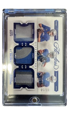 2022 Panini Flawless Triple Patch 5/10 Goff, St Brown, Williams Detroit Lions