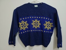 United Colors of Benetton Vtg Wool Sweater Size M 50" Made Italy Blue Winter XXL