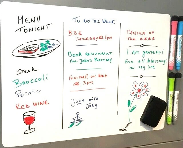 Large Fridge Notice A3 Board Magnetic Memo Family Planner Whiteboard - 4 Markers - Image 2 of 4