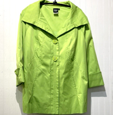 Sharon Young Lime Green 3/4 Length Sleeve Jacket ~Size L~ w/Large Lime Buttons