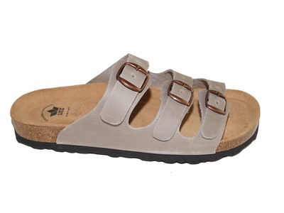 Lico,Damenpantolette,grauLeder,Weichfußbettung Gr.36,37,38,39,40,41