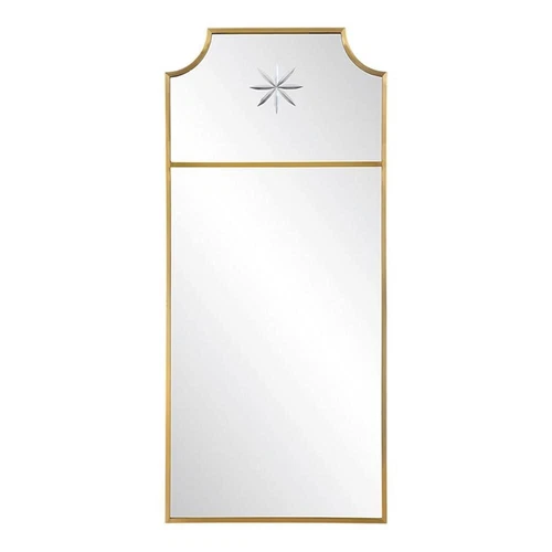 Uttermost Caddington Tall Stainless Steel and Glass Mirror in Satin Brass - Picture 1 of 6