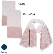 Women's Winter Scarf Ticking Striped Oblong Shawl Wrap Pashmina Soft Dusty pink