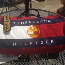 Tommy Hilfiger X Timberland Logo Red Duffle Bag Organic Cotton