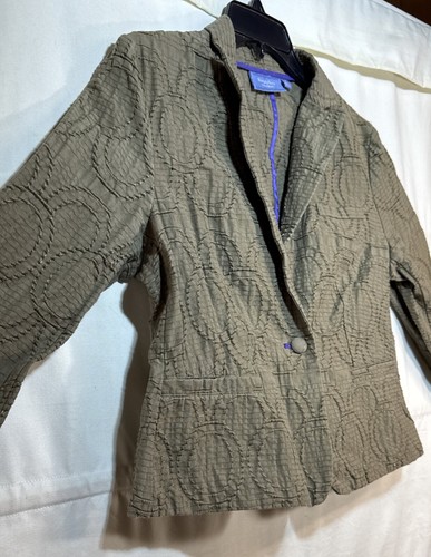 Simply Vera Wang Jacket Blazer Sz M Textured Single Button Cotton Blend Purple - Picture 7 of 14