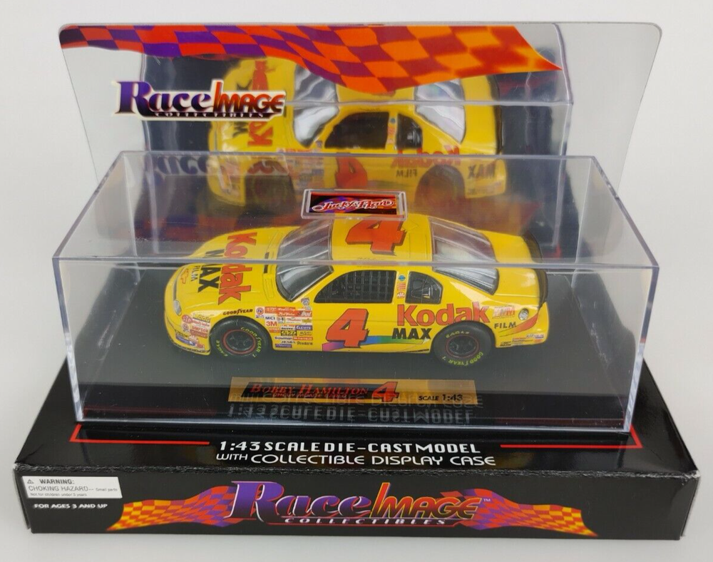 Bobby Hamilton 4 1:43 Diecast Model Racecar w Display Case Race Image Collection