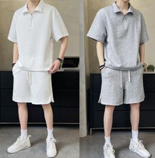 2pc Men's Short Sleeve Sets Shorts Tops Sports Casual Suit Tracksuits Sweatpants