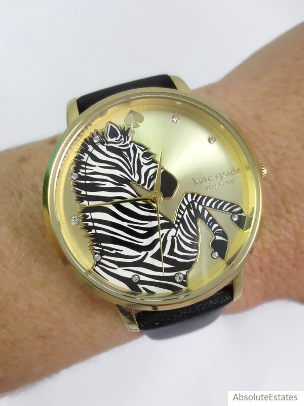 Kate Spade Gold and Black Zebra Pattern Watch Kate Spade New York Womens Park Row Watch, White Dial, Zebra  main image 4
