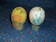 ksm. 2 Easter Eggs Foam with Decor 2 7/16 Inch High White Hole Bottom
