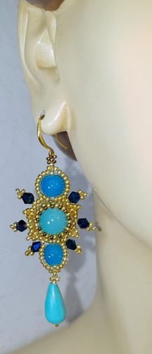 Schmuckset Perlen Ohrringe Armband Türkis Blau Perlenohrringe CatBalouJewelry - Bild 9 von 17