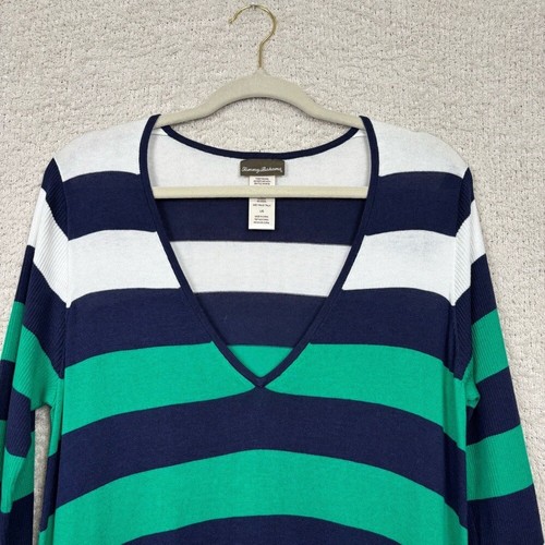 Tommy Bahama Vestido de Natación Para Mujer Lg Multi Rayas Rugby Tejido Cubrir Dobladillo Mordedura de Tiburón - Imagen 2 de 9