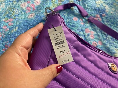 Talbots Purple Quilted Nylon Large Size Crossbody Purse | eBay display picture 1