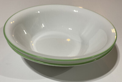 Corelle My Garden Serial/soup Bowl White with Green Rim Made in USA by Corning