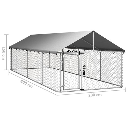 Dog Kennel w/ Roof 600x200x150cm Outdoor Pet Cage Fence Run Pen House Enclosure - Picture 5 of 11