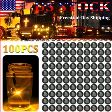 100X Smoked Amber Truck Trailer Bullet Light Round LED Marker Clearance Lights