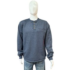 Coleman Men Henley Shirt Sherpa Lined Waffle Sz. X-Large 1/4 Snap Indigo Heather