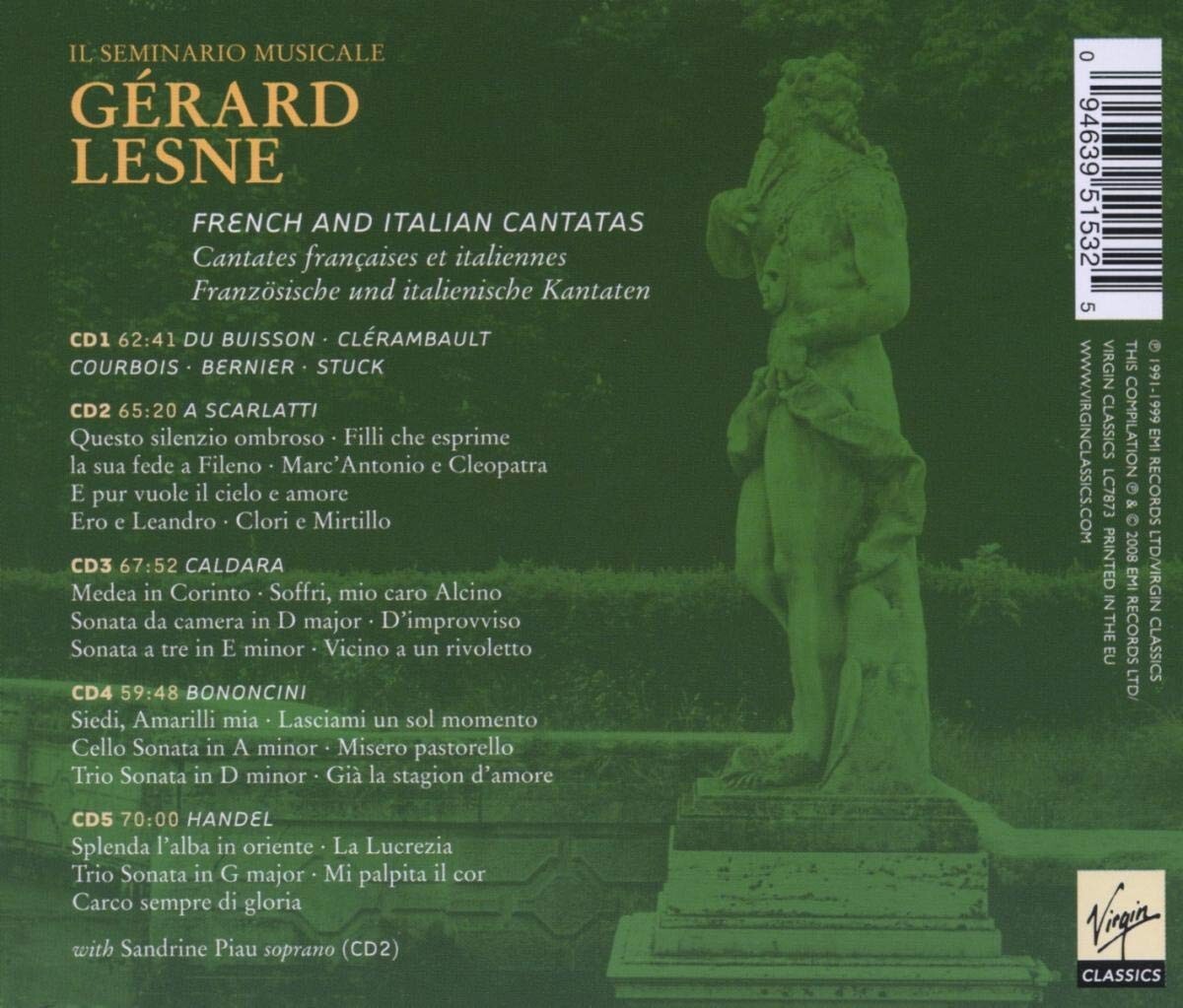 GERARD LESNE Bononcini Caldara Handel Scarlatti Cantatas Virgin