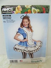 Simplicity Uncut Halloween Costume Disney Alice in Wonderland Pattern 14-22