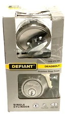 Defiant Single Cylinder Deadbolt in Stainless Steel for Exterior Doors 32DD61