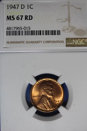 1947 NGC 1C MS67RD LINCOLN WHEAT CENT #B49483