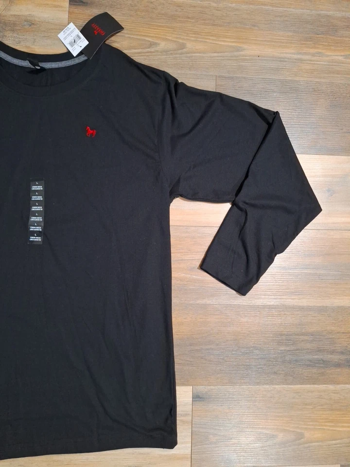 Camisa Embassy Manga Larga Cuello Redondo Para Hombre L Negra Roja Logotipo Caballo Bordado Foto 4 de 4