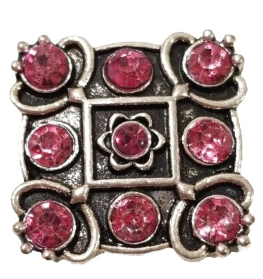 SQUARE PINK RHINESTONES 18mm/20mm GINGER SNAP BUTTON FOR INTERCHANGEABLE JEWELRY