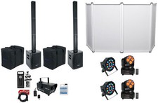 Rockville DJ Package w/ 2 TITAN PORTABLE ARRAY Speakers Mic Fogger Facade Lights