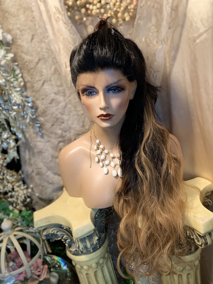 ¡HERMOSO! Peluca 32" Mezcla Cabello Humano, Negra A Roja ENCAJE FRONTAL Foto 3 de 4