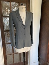 Vintage Emporio Armani Blazer Grey Silk Blend 80s Fitted Size 38 Shoulder Pads