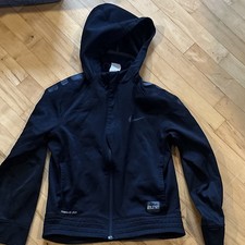 Nike Elite Youth L Black Therma-Fit Full Zip Hooded Fleece Hoodie Pockets Logo