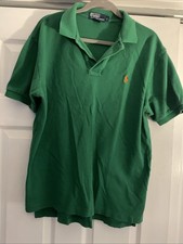 Polo Ralph Lauren Shirt Mens Large Green Short Sleeve Polo Solid Classic Fit