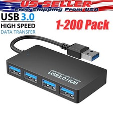 4-Port USB 3.0 Hub 5Gbps Portable Compact PC Mac Laptop Notebook lot Desktop