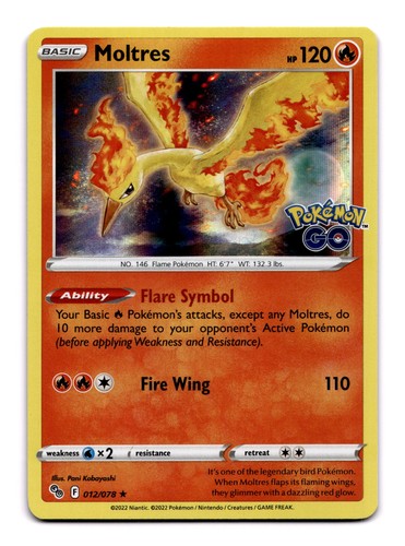 Moltres - 012/078 PGO: Pokemon GO Holo Rare Holo NM