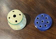 2 Vintage And Stamped Flower Frogs, Czech And American Weller