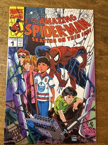 Todd McFarlane Spider-Man Skating on Thin Ice 1990 Marvel NM Canadian Variant