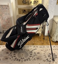 Titleist Golf Cart Bag Stand Black White Red 3-Way Dual Strap