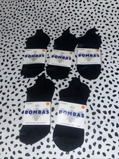 NEW! 5 Pairs BOMBAS Black Ankle Socks Unisex Size Large, Men 9 1/2-12, Women 12+