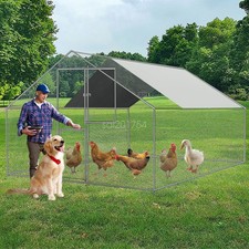 10x10ft Large Metal Chicken Coop Run Cage Dog Cage Fence Outdoor Kennel Playpen