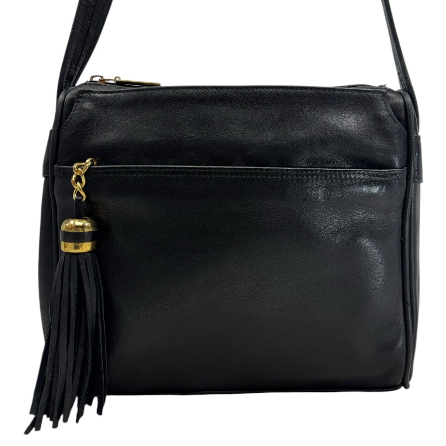 Vintage 80s 90s TIGNANELLO Smooth Leather Crossbody Bag Shoulder Handbag Tassel image 2