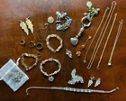 Lot of Vintage Costume Jewelry 1920s-60s, one owner, in brocade bag
