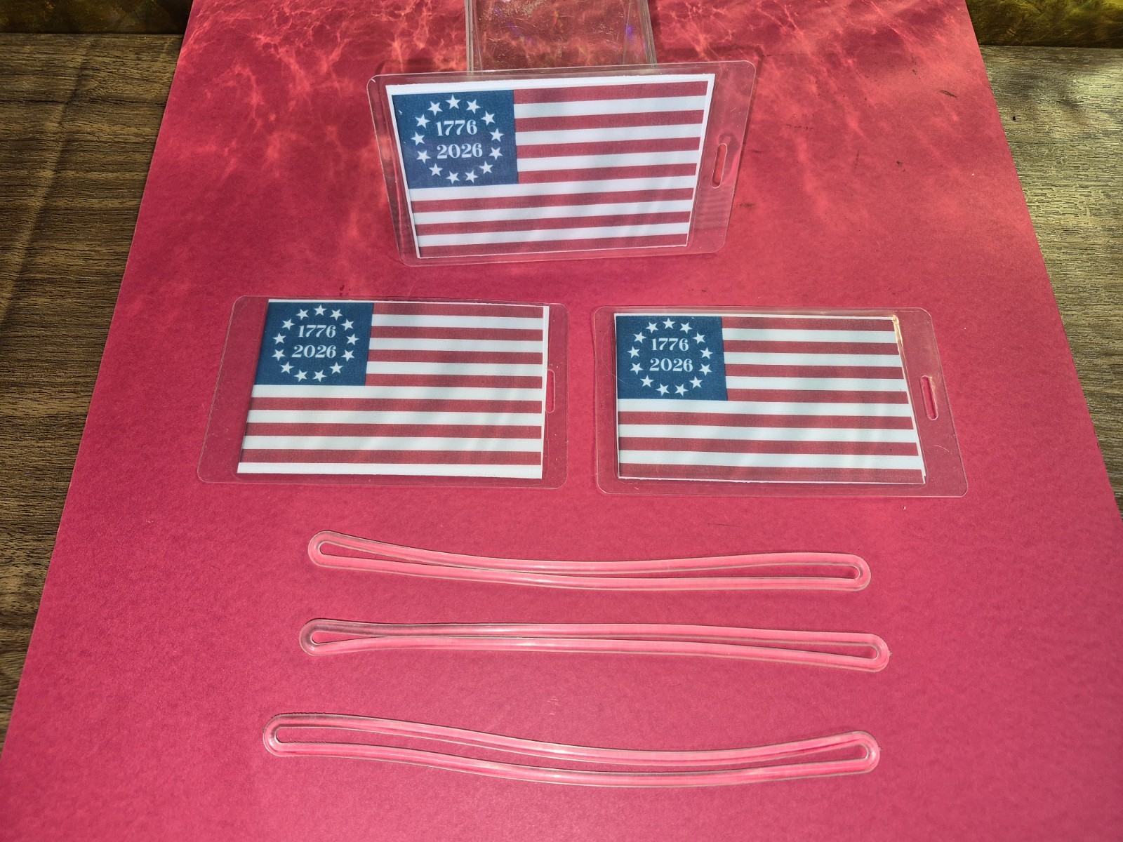 Tags Set Of 3 American Flag 250 Yrs  Sturdy Laminated
