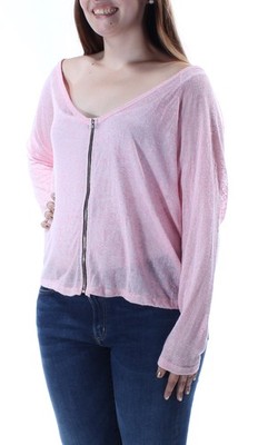 B SHARP Womens Pink Sheer Long Sleeve Scoop Neck Top L