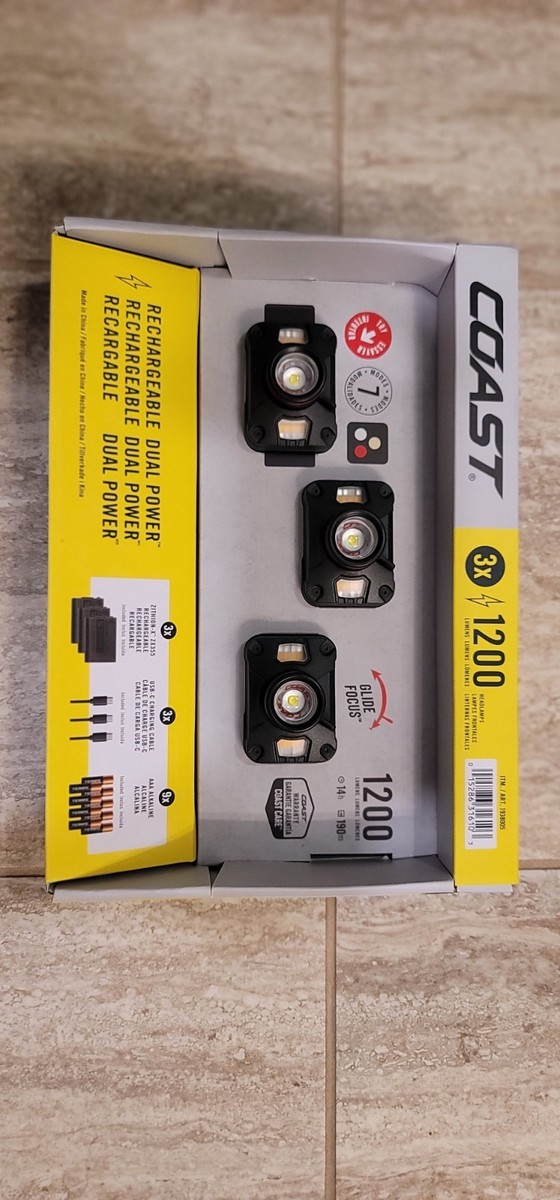 COAST Rechargeable LED Headlamp 1200 Lumens 3-Pack/CH1200R. Brand